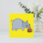 Cartes Pour Fêtes Annuelles Un hippopotame avec un sac de citrouilles (Debout devant)