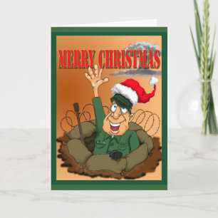 Cartes Pour Fêtes Annuelles Un homme de l'armée agite avec le chapeau du Père