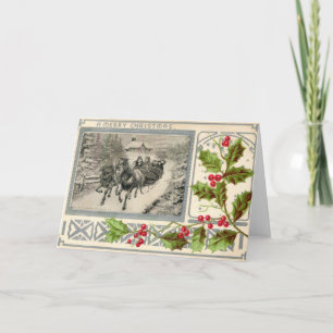 Cartes Pour Fêtes Annuelles Un joyeux Noël, Cheval tiré sur la traîneau, 1907