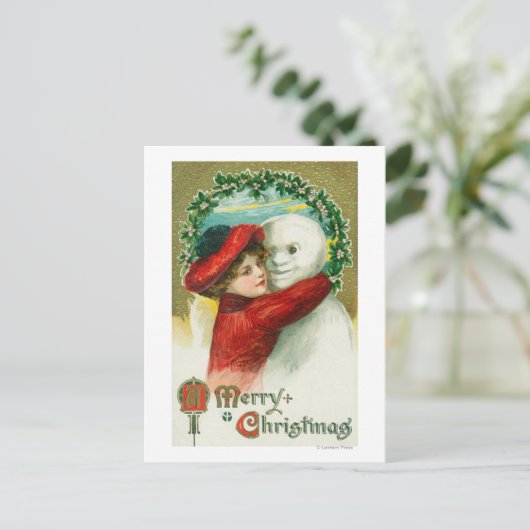 Cartes Pour Fêtes Annuelles Un joyeux Noël serrant la scène de Snowman (Debout devant)