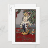 Cartes Pour Fêtes Annuelles Un joyeux NoëlKid sur un Rocking Horse (Devant / Derrière)