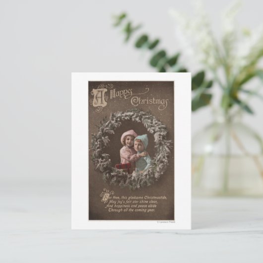 Cartes Pour Fêtes Annuelles Un joyeux NoëlLes petits enfants qui s'accrochent (Debout devant)