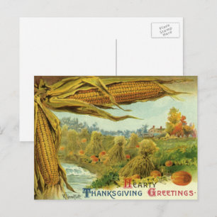 Cartes Pour Fêtes Annuelles Un joyeux Thanksgiving ; maïs indien et meules de 