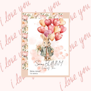 Cartes Pour Fêtes Annuelles Un Lapin Vous Aime Valentines Coeur Rouge Peony