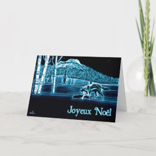 Cartes Pour Fêtes Annuelles Un loup sur la neige - Joyeux Noё l