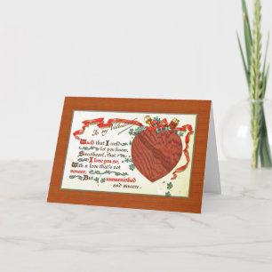 Cartes Pour Fêtes Annuelles un menuisier de bois Valentine avec coeur en bois