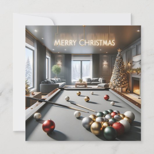 Cartes Pour Fêtes Annuelles Un Noël Snooker (Devant)