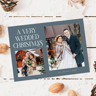Cartes Pour Fêtes Annuelles Un Noël très uni Nouvellement mariés Photo Ardoise