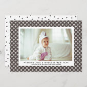 Cartes Pour Fêtes Annuelles Un Nouvel An Magique Parties scintillant Argent mo (Devant / Derrière)