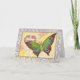 Cartes Pour Fêtes Annuelles un papillon sur la dentelle Be my Valentine
