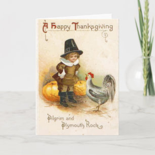 Cartes Pour Fêtes Annuelles Un pèlerin Bon thanksgiving et le rocher de Plymou
