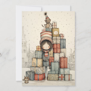 Cartes Pour Fêtes Annuelles Un Pile De Cadeaux De Noël