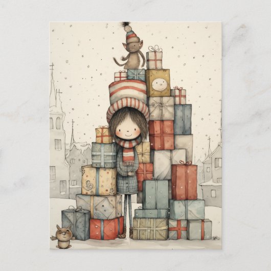 Cartes Pour Fêtes Annuelles Un Pile De Cadeaux De Noël (Devant)