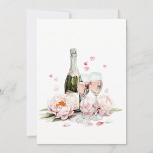 Cartes Pour Fêtes Annuelles Un Prosecco avec deux verres en cristal, Saint-Val