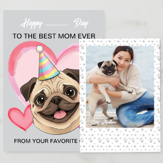 Cartes Pour Fêtes Annuelles Un Pug mignon lors d'une occasion spéciale pour Ma