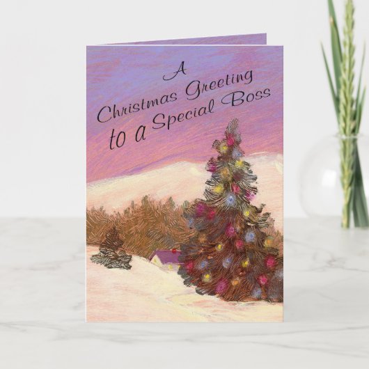 Cartes Pour Fêtes Annuelles Un Salutation De Noël À Un Patron Spécial (Devant)