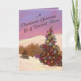 Cartes Pour Fêtes Annuelles Un Salutation De Noël À Un Patron Spécial