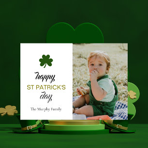 Cartes Pour Fêtes Annuelles Un shamrock chanceux minimaliste, photo de la fête