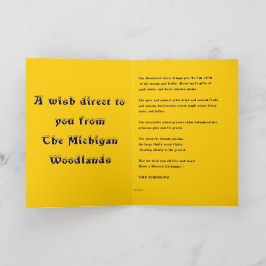 Cartes Pour Fêtes Annuelles Un souhait de Noël du Michigan (Intérieur)