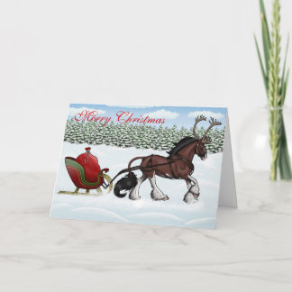 Cartes Pour Fêtes Annuelles Un un Cerviquine Sleigh ouvert