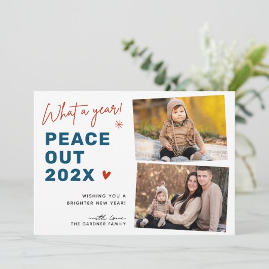 Cartes Pour Fêtes Annuelles Une année de paix 2024 Snowflakes Photo (Debout devant)