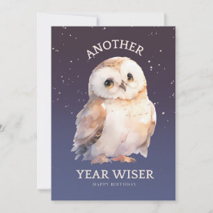 CARTES POUR FÊTES ANNUELLES UNE ANNÉE DE PLUS WISER CUTE OWL