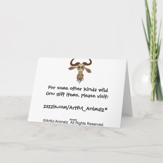 Cartes Pour Fêtes Annuelles Une Année Gnu Stuff_Gary Gnu_Happy Gnu ! (Dos)