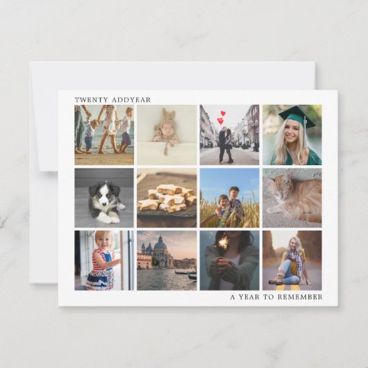 Cartes Pour Fêtes Annuelles Une année pour se souvenir de collage de photos de (Devant)
