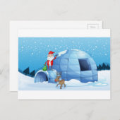 Cartes Pour Fêtes Annuelles une clause igloo et santa (Devant / Derrière)
