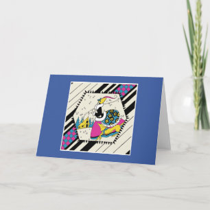 Cartes Pour Fêtes Annuelles Une dame Art déco en effervescence avec un chien