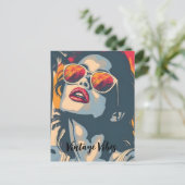 Cartes Pour Fêtes Annuelles Une femme au style rétro (Debout devant)