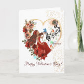 Cartes Pour Fêtes Annuelles Une femme jouant au violon Valentines Day Card (Devant)