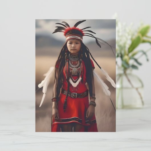 Cartes Pour Fêtes Annuelles Une fille autochtone, un portrait (Debout devant)