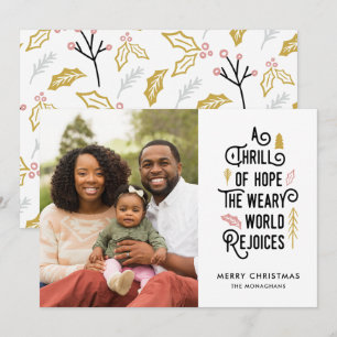 Cartes Pour Fêtes Annuelles Une frisson d'espoir   Or blanc   Une photo modern