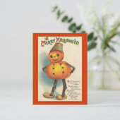 Cartes Pour Fêtes Annuelles Une joyeuse figure de Citrouille Halloween (Debout devant)