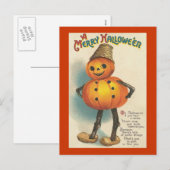 Cartes Pour Fêtes Annuelles Une joyeuse figure de Citrouille Halloween (Devant / Derrière)