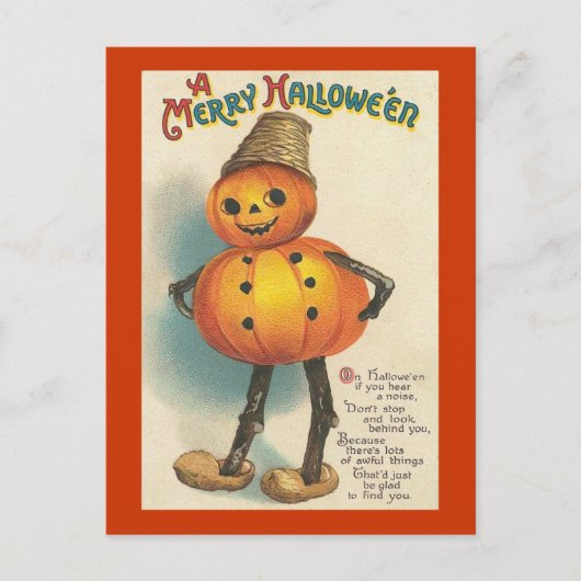 Cartes Pour Fêtes Annuelles Une joyeuse figure de Citrouille Halloween (Devant)