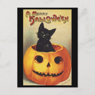 Cartes Pour Fêtes Annuelles Une joyeuse Halloween par Ellen Clapsaddle, Chat V