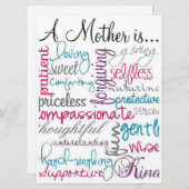 Cartes Pour Fêtes Annuelles Une Mère Est... (Devant / Derrière)