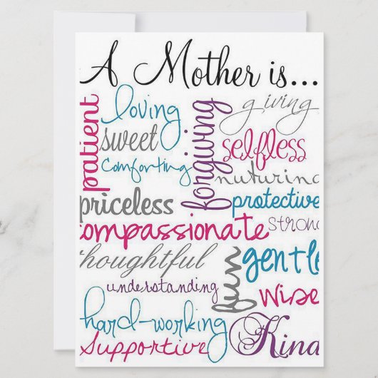 Cartes Pour Fêtes Annuelles Une Mère Est... (Devant)