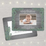 Cartes Pour Fêtes Annuelles Une photo Noël vert et gris rustique bois<br><div class="desc">Envoyez des voeux joyeux et partagez une photo préférée avec une carte de vacances photo personnalisée. Tout le texte sur ce modèle est simple à personnaliser pour inclure n'importe quel libellé, comme Joyeux Noël, Joyeux Fêtes, Joyeuses Fêtes, Jour de l'An.. (CONSEIL EN MATIÈRE DE PLACEMENT DE L'IMAGE : Une façon...</div>
