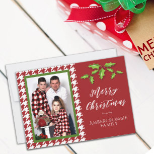 Cartes Pour Fêtes Annuelles Une photo rouge et blanc à carreaux pied-de-poule