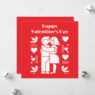 Cartes Pour Fêtes Annuelles Une Saint-Valentin de style Bauhaus moderne