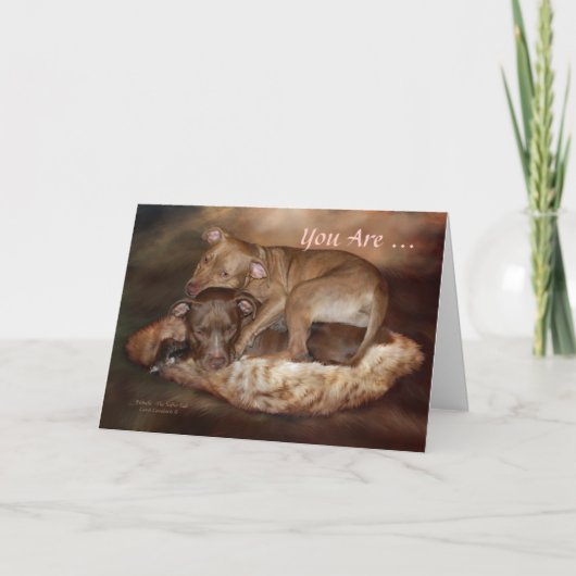 Cartes Pour Fêtes Annuelles Une Saint-Valentin latérale Pitbulls-Douce ArtCard (Devant)