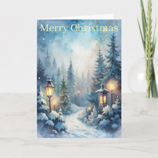 Cartes Pour Fêtes Annuelles Une scène hivernale neigeuse (Devant)