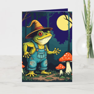 Cartes Pour Fêtes Annuelles Une Sorcière Crapaud Familière Fourrageant La Nuit