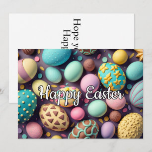 Cartes Pour Fêtes Annuelles Une Variété De Délicieux Oeufs De Pâques Au Chocol