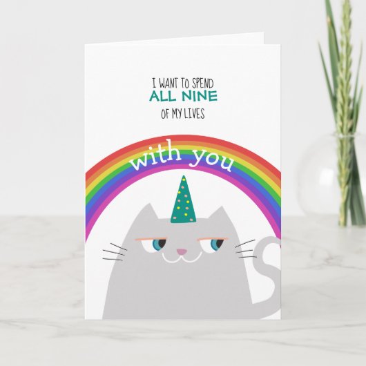 Cartes Pour Fêtes Annuelles Unicorn Chat Valentine's Day (Devant)