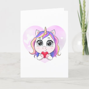 Cartes Pour Fêtes Annuelles Unicorn Coeur mignon Personnalisé Valentine