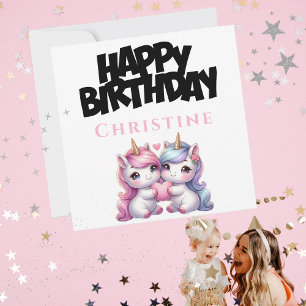 Cartes Pour Fêtes Annuelles Unicorn Girly Happy Birthday Card